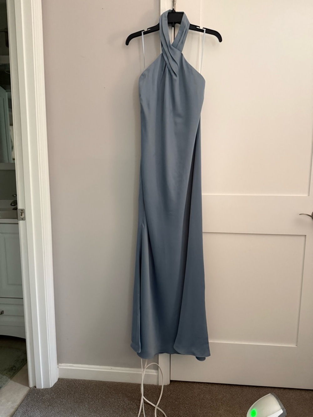 BHLDN Twisted Halter Maxi Dress in Dusty Blue